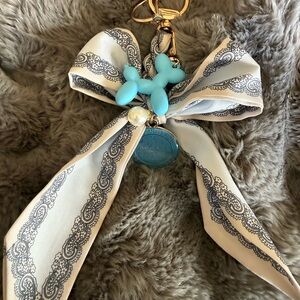 Louis Vuitton Blue and Cream twilli bag charm/  Key Holder